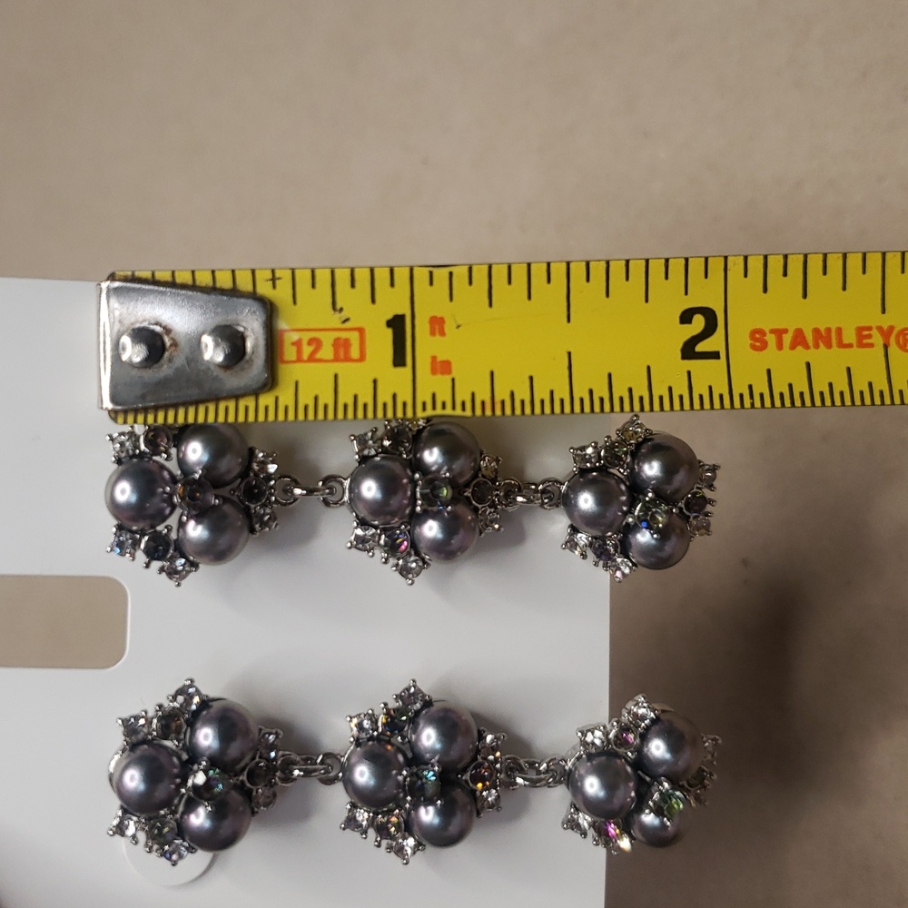 Charter Club Silver and Gray Floral Earrings. NWT - Picture 7 of 9